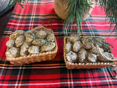 Oyster Basket Christmas Ornaments - set of 2