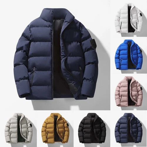 Herren Stehkragen Winter Baumwolle Daunen Puffer Jacke Mantel Reißverschluss Taschen Warm - Bild 2 von 40