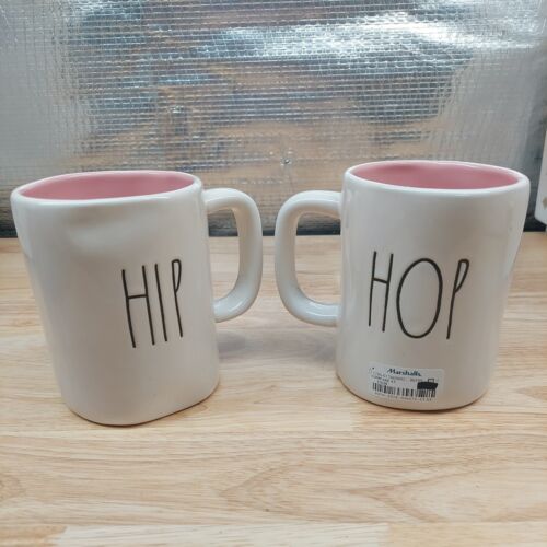 Rae Dunn Magenta Set Of 2 16 Oz Mugs "Hip Hop" Easter Themed New - Picture 2 of 5