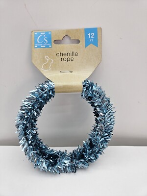 Blue Chenille Rope Wired Tinsel For Crafting Decor Vintage Look Retro Easter