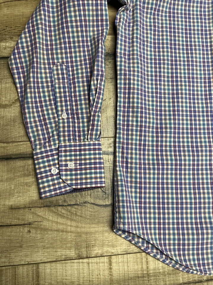 Camisa de vestir Bristol & Bull para hombre talla M con botones manga larga cuadros multicolores Foto 2 de 4
