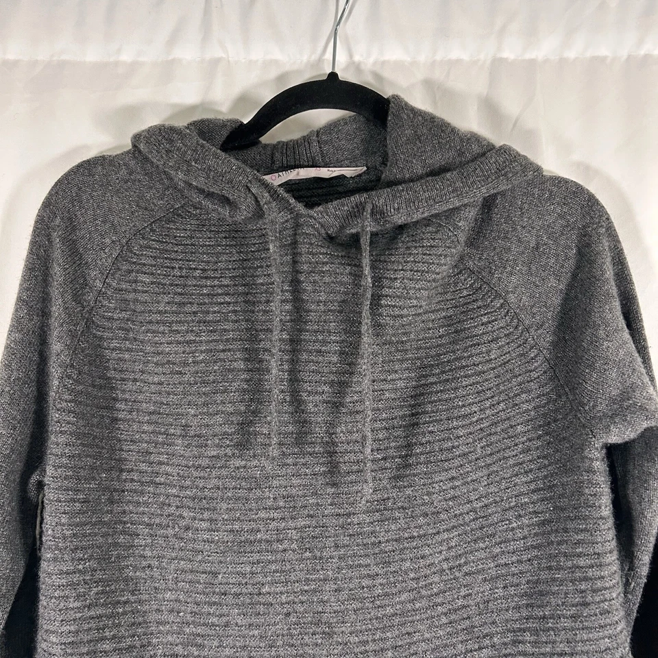Suéter con Capucha Athleta Cashmere para Mujer XS Gris Tejido Cordón Bolsillos Pullover Foto 2 de 4