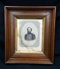 Engraved Photo of U.S. Civil War General Quincy Gillmore Walnut Shadow Box Frame