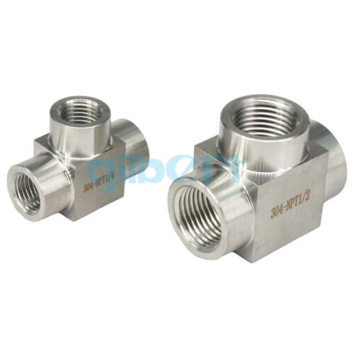 4000 PSI 1/8"" 1/4"" 1/2"" 3/4"" 1"" NPT BSP Buchse T-Shirt 304 Edelstahl Rohr Fitting - Bild 2 von 11