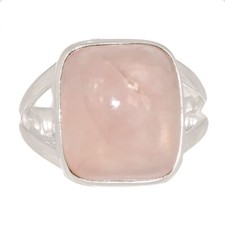 Natural Rose Quartz - Madagascar 925 Sterling Silver Ring Jewelry s.6 CR68771