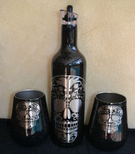 SKULL CUSTOM MADE WINE TUMBLER SET   - Picture 1 of 8