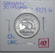 S2 - Germany 50 Pfennig 1921-G Choice Uncirculated Aluminum Coin Weimar Republic