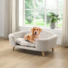30" Corduroy Pet Couch Small Dog Sofa Bed , Rubber Wood Legs, Modern Style