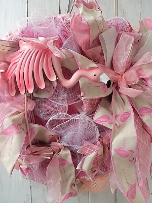 Pink Flamingo Custom Handmade Wreath 18''