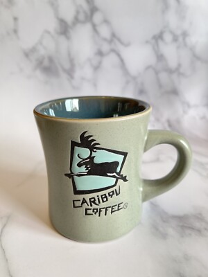 Caribou Diner Restaurant Style Coffee Mug Old Logo Green Grey Teal | eBay