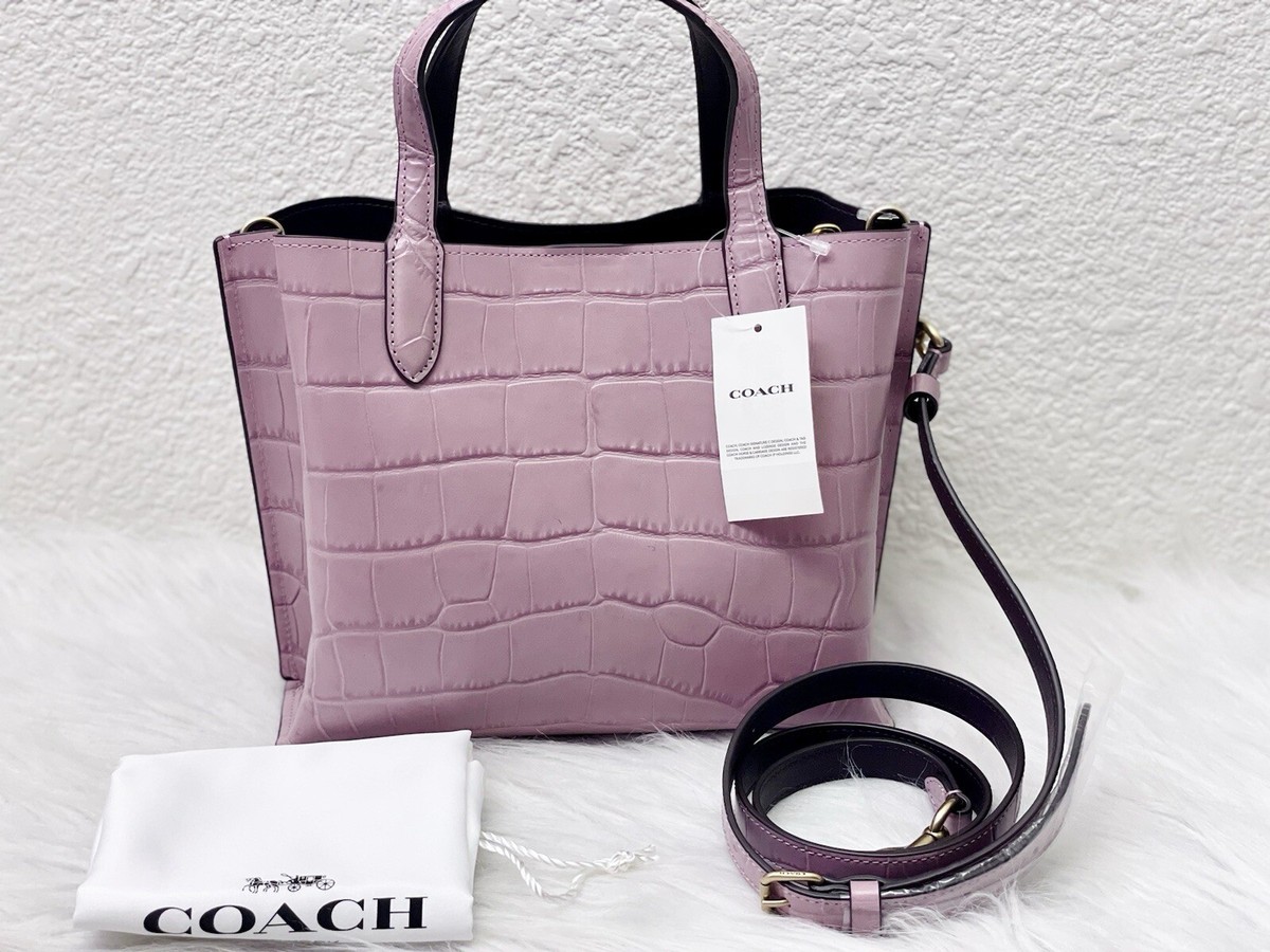 NWT COACH Crocodile-Embossed Leather Willow 24 Tote Ice