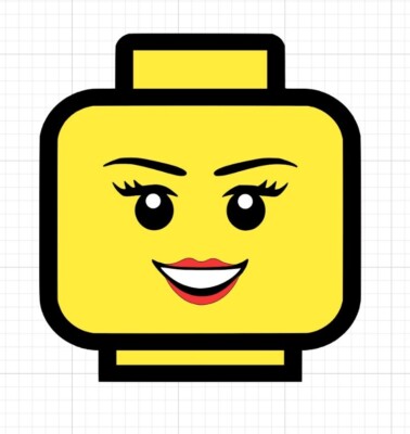 Girl Block head Mini Fig - Vinyl Decal Sticker, Multi Layer Color 3x3.25 Inches!