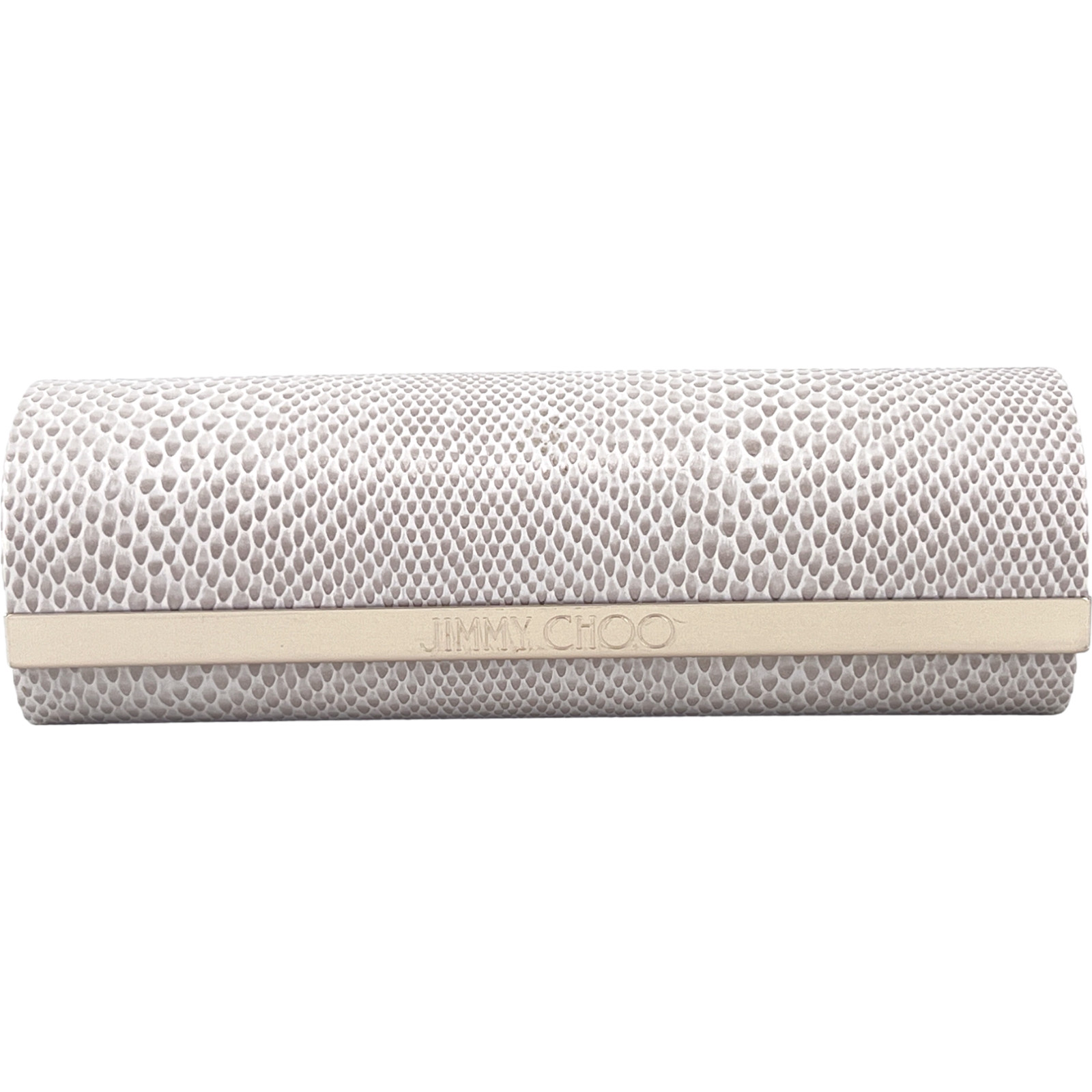 Estuche rígido para gafas Jimmy Choo - piel de serpiente beige sintética - tamaño estándar con tela