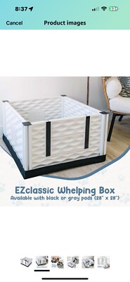 EZwhelp EZclassic 28''x28'' Puppy Dog Whelping Box w/Rails & Liner, Gray(Open Box)