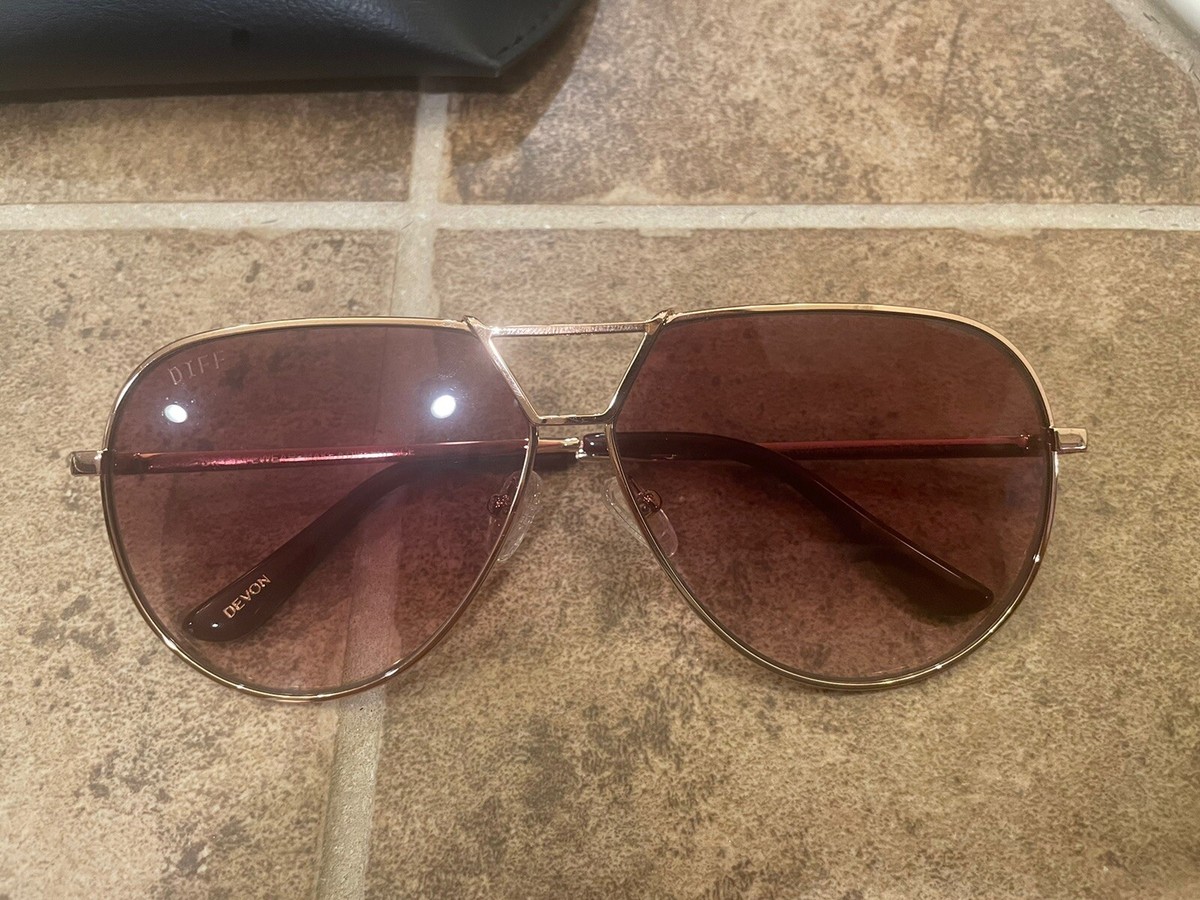 DIFF eyewear DEVON - ROSE GOLD + WINE GRADIENT Aviator Sunglasses DIFF Eyewear NOA Rose Gold Wine New Men main image 2