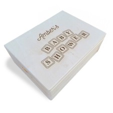 Wooden Engraved Personalised Baby Birthday/baby Shower Box,Unpainted  1 