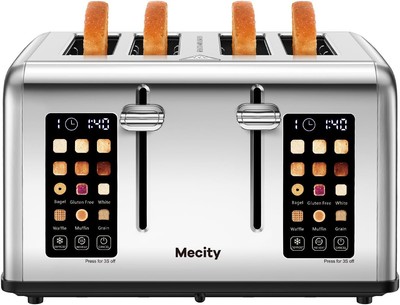 Mecity 4 Slice Toaster Touch Screen Control 4 Wide Slot, Stainless Steel 120 V