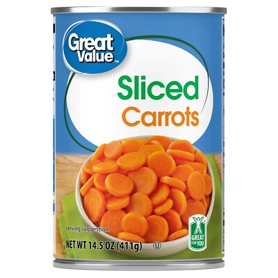 (6 Cans) Great Value Canned Sliced Carrots, 14.5 oz