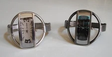 Women's silver, hematite & rose gold finish bangle cuff fashion casual watch