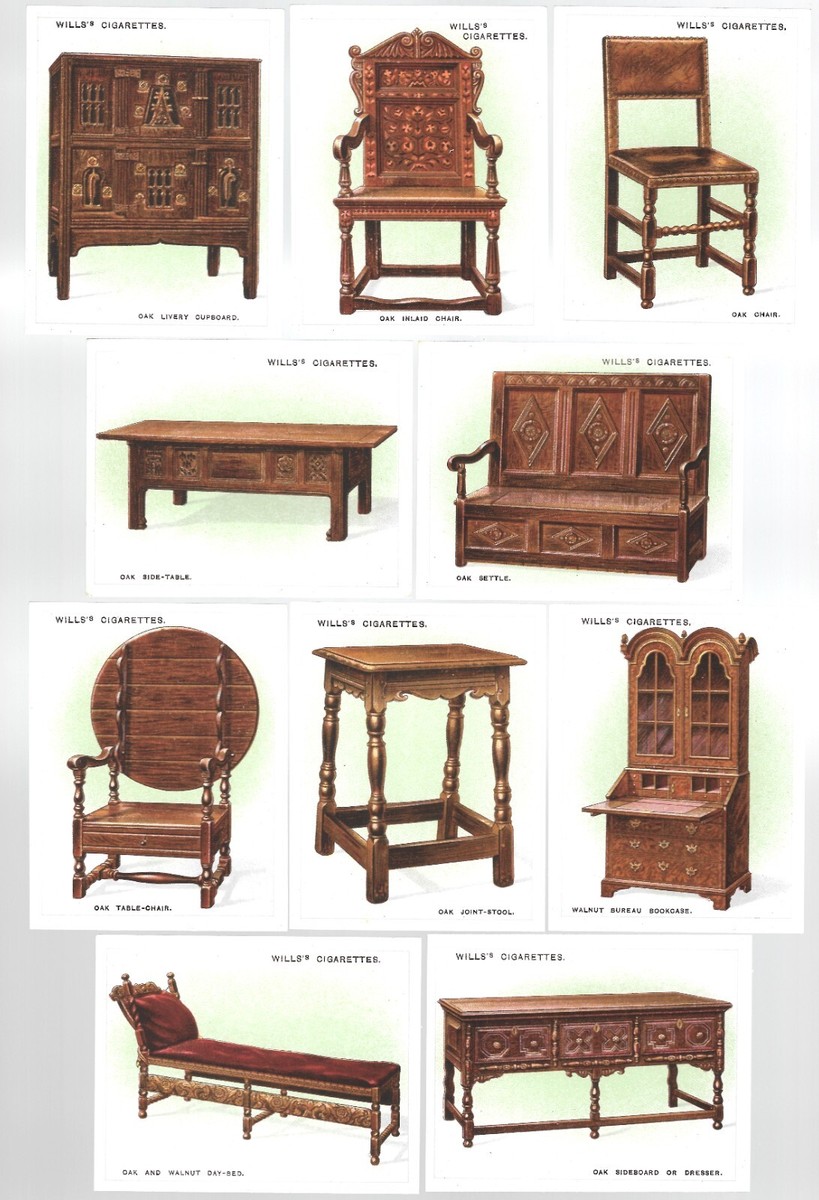 cigarette furniture CIGARETTE CARDS. Wills Tobacco. OLD FURNITURE 2nd Ser. (1924). (Full Set of  48)
