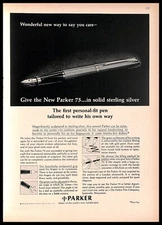 1964 Parker 75 Pen Vintage PRINT AD Writing Instrument Luxury