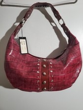 M.C. Marc Chantal Handbag Purse Moc Croc Leather Burgundy Single Strap NWT 7107