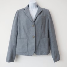 Gap Womens The Academy Blazer 10 Grey 2 Button Wool Blend Patch Pockets