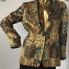 Beautiful Nwt Giancarlo Ferrari Jacket Blazer Mosaic Metallic Print S 10