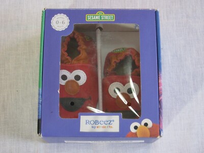 NIOB  Robeez by Stride Rite Soft Soles Sesame Street Elmo Baby Slippers,0-6 Mo r
