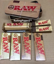 RAW SQUARE TIN + Rolling Machine + 2 Organic Hemp and 2 Classic Papers + 2 Tips