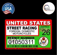 Jdm United States Street Racing Permit Decal Vinyl Decal Stance Race Import