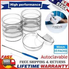 90mm Glass Petri Dishes w/ Lids 10Pcs Lab Petri Plates with A Inoculation Loop