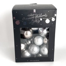 Pottery Barn Silver Ornament Garland String Lights NEW IN BOX-6 Feet Long LED