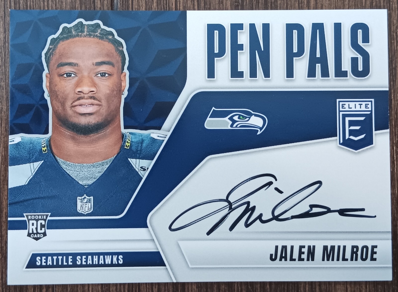 Jalen Milroe RC PEN PALS AUTO 2025 Donruss Elite On Card PP-JMI Seattle Seahawks