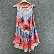 Unbranded Dress Women One Size Beige Striped Shift Short V-Neck Sleeveless