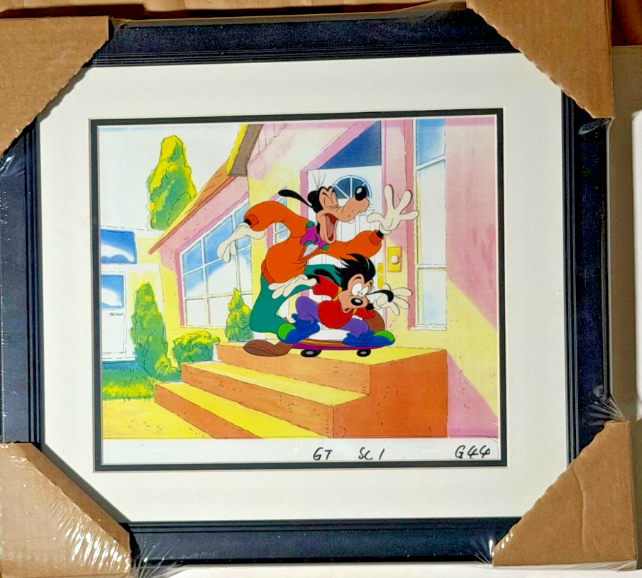 Original Production GOOFY & MAX cel Painting Hand Painted Rare Framed Goof Troop