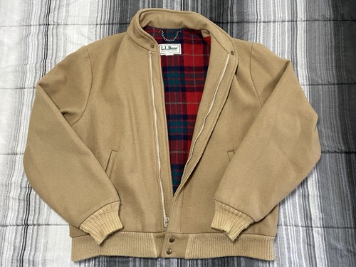 LL Bean Mens L Wool Bomber Jacket Blanket Lined 100% Wool Made In USA Vintage - Picture 1 of 12