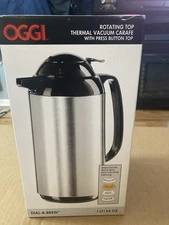 OGGI Thermal Vacuum Carafe 1L Stainless Steel Silver 34oz Press Button Top