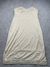 VTG Vanity Fair Nightgown Women Size 40 Medium Beige Lace Chiffon BabyDoll 60s