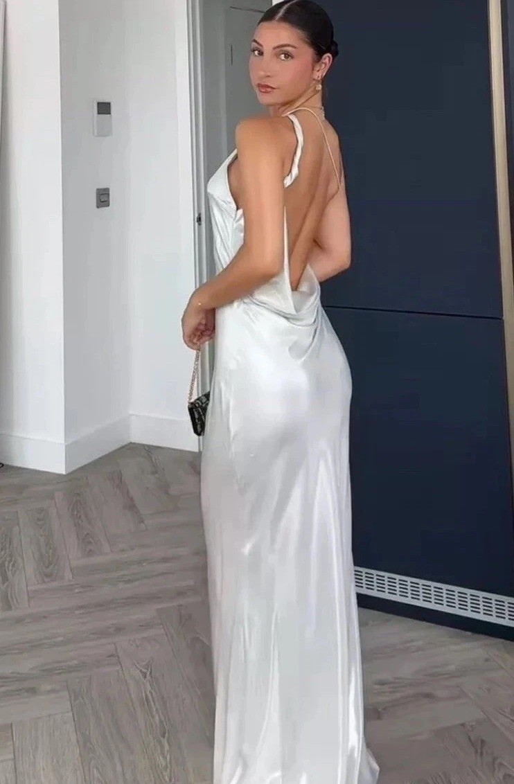 ZARA LONG ASYMMETRIC FOIL DRESS SILVER SIZE M VIRAL DRESS REF: 8452/662  (RPR69) | eBay