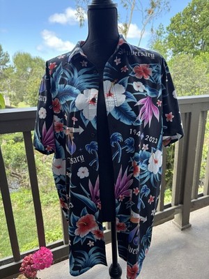 In-N-Out Burger 75th Anniversary Ltd Edition Black Blue Hawaiian Shirt Men s XL