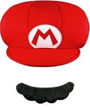 Nintendo Mario Child Hat And Mustache Costume Accessory 73755