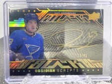 2023-24 UD Spx Hockey Jake Neighbours Auto 13/49 Black Obsidian Scripts Blues