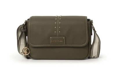 U.S. Polo Assn Olive Green Studded Shoulder Bag Gold Hardware Bag Charm Women