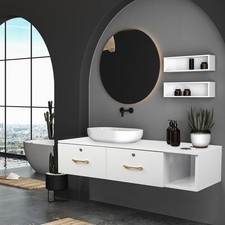 Wall Mount Hair Styling Station Salon Cabinet Station with 2 Locking Drawers