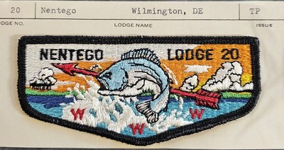NENTEGO Lodge 20 OA Blk BorderDel-Mar-Va Council Collectors Mint Patch