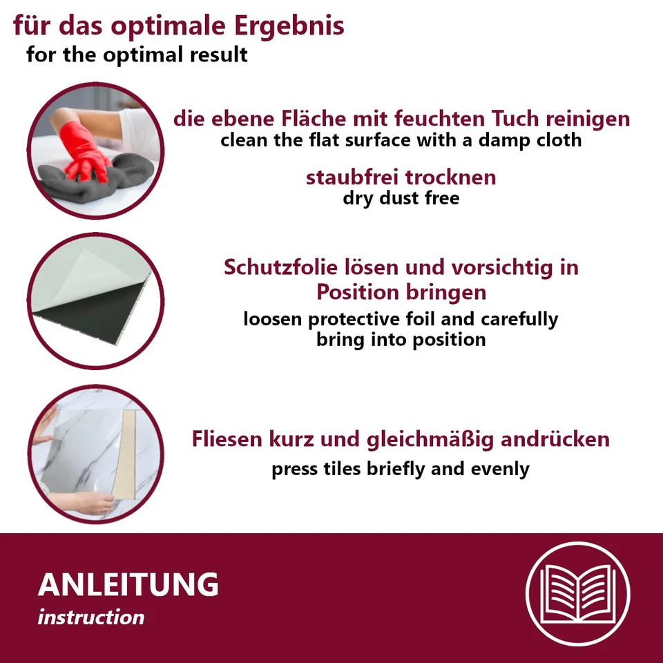 Wandpaneele Selbstklebend 60x30 cm 10 Stück Modern Wanddesign Marmor Stein Weiß - Bild 3 von 4