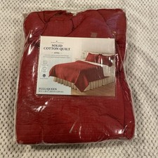 Home Classics Red Solid Cotton Quilt Queen / Full 88 X 88 - Anna -