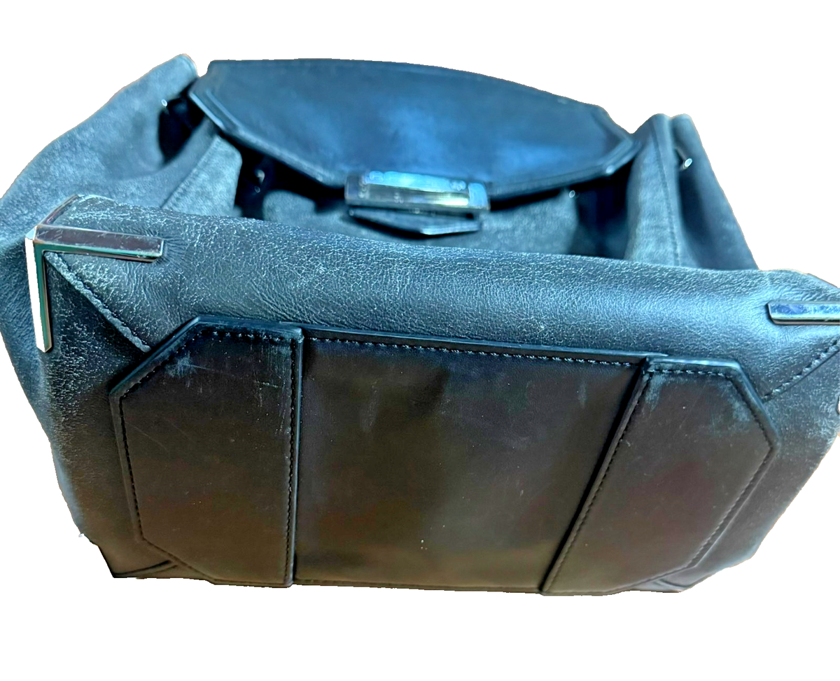 alexander wang framed skeletal leather backpack Pebbled Calfskin Prisma Black Rose Gold Hardware 1733961 5 zipper pockets Marti leather backpack
