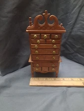 1980’s Shackman 1760 Wood Armoire Highboy Miniature Dollhouse Furniture Gothic